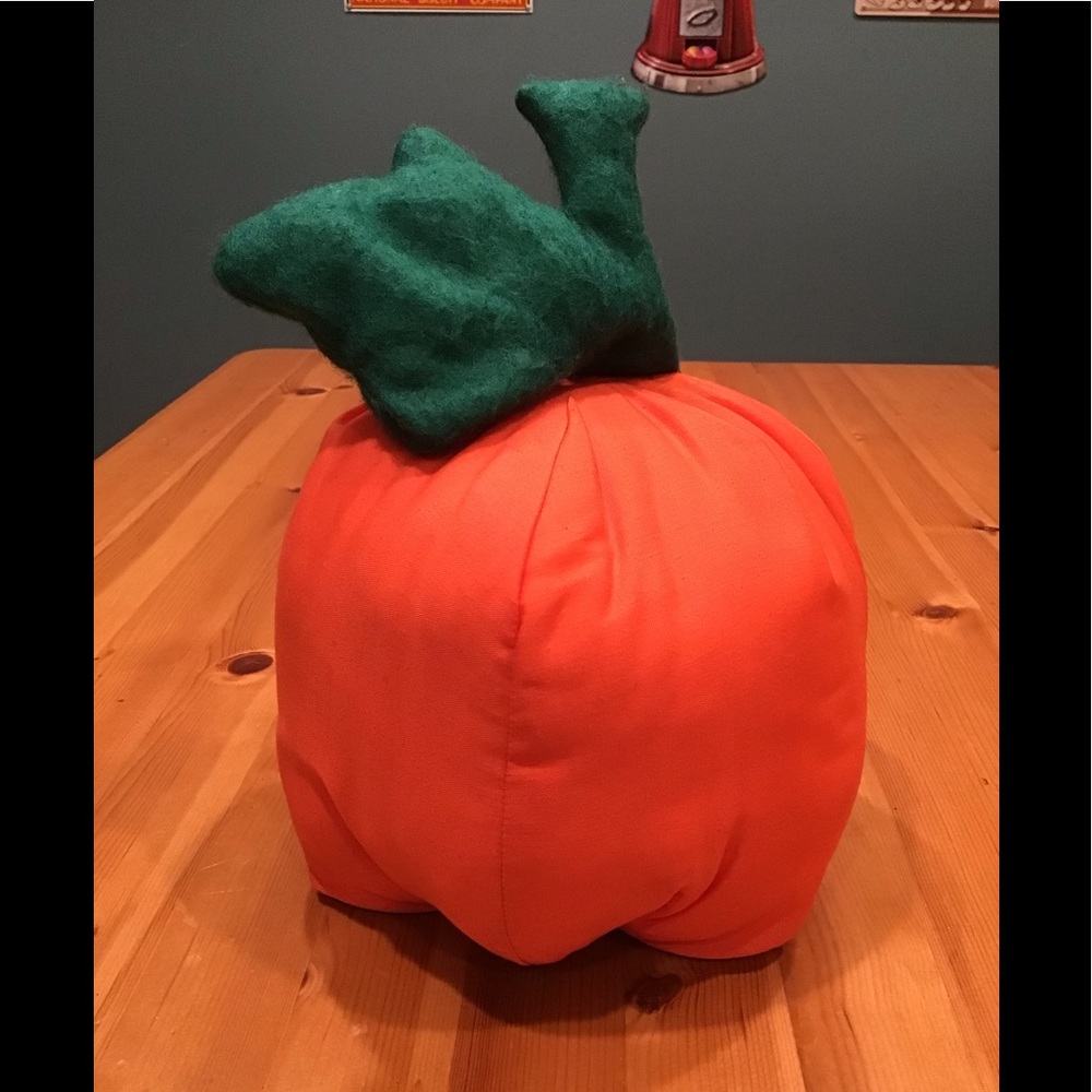 VINTAGE HANDMADE STUFFED PUMPKIN PLUSH HALLOWEEN THANKSGIVING FALL